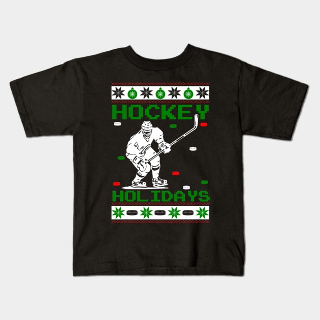 Happy Hockey Holidays Kids T-Shirt by D3monic